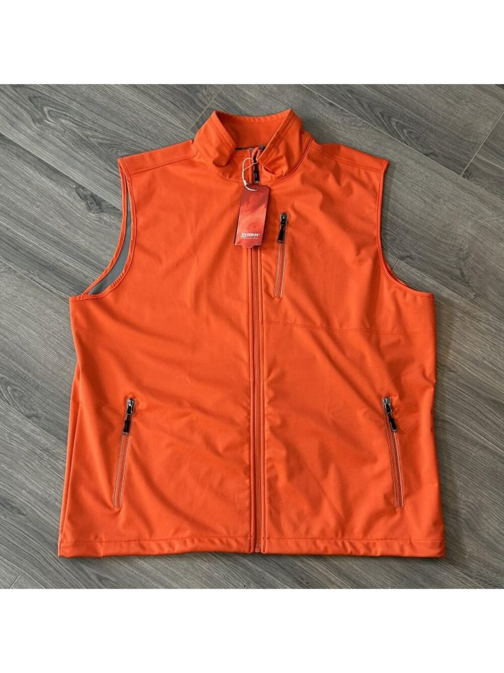 33,000ft Vest Mens 2XL Orange Softshell Waterproof Windproof Golf Zip Pockets